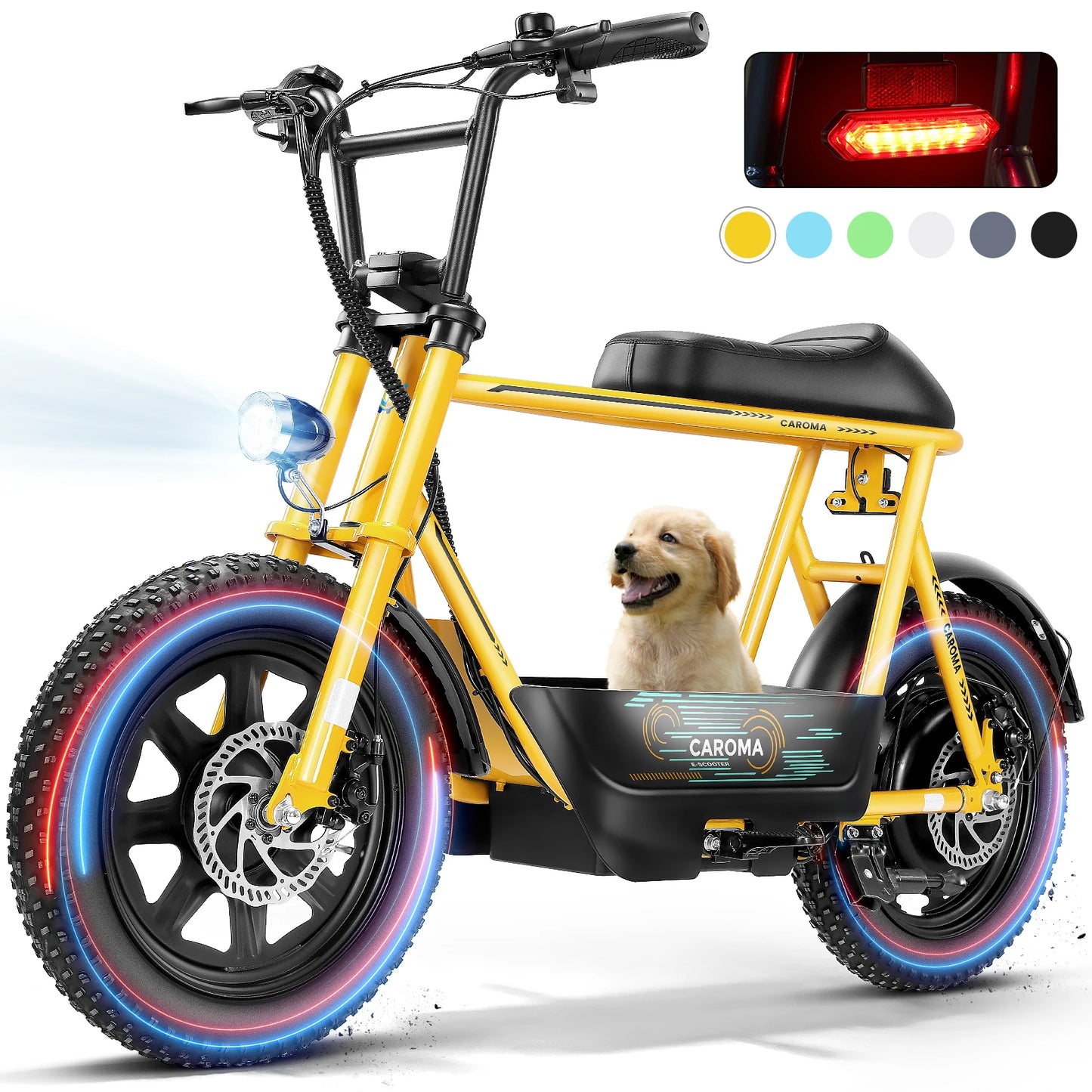 Peak 819W Electric Scooter with Seat for Adults 16 Inch Fat Tire All Terrain Commuter Ebike for Teens with Carry Basket