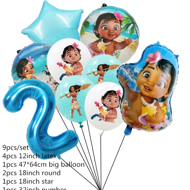 Disney Moana Theme Party Set Vaiana Oceania Birthday Decoration Plates Balloons Cake Toppers Girls Favor