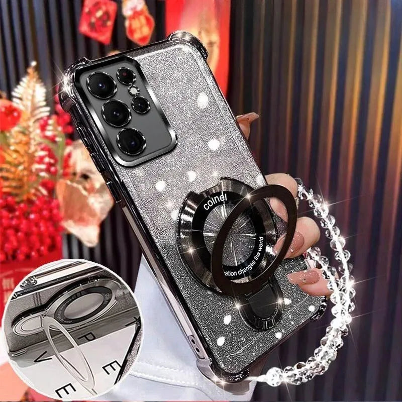 For Oppo Reno 13 Reno13 13F Reno 12 12F Case Shockproof Glitter Bracelet Cover