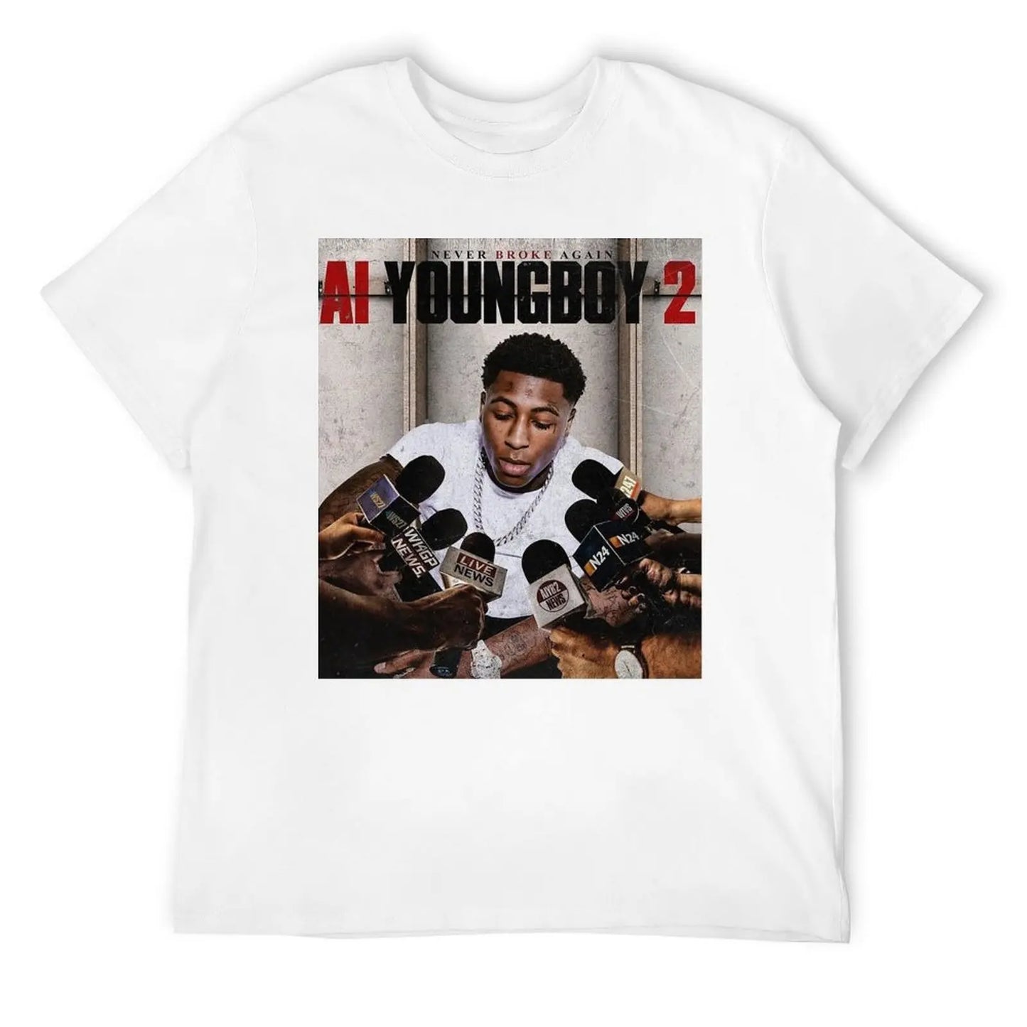NBA YoungBoy Men T Shirt Cotton Anime Print Tee Casual Wear