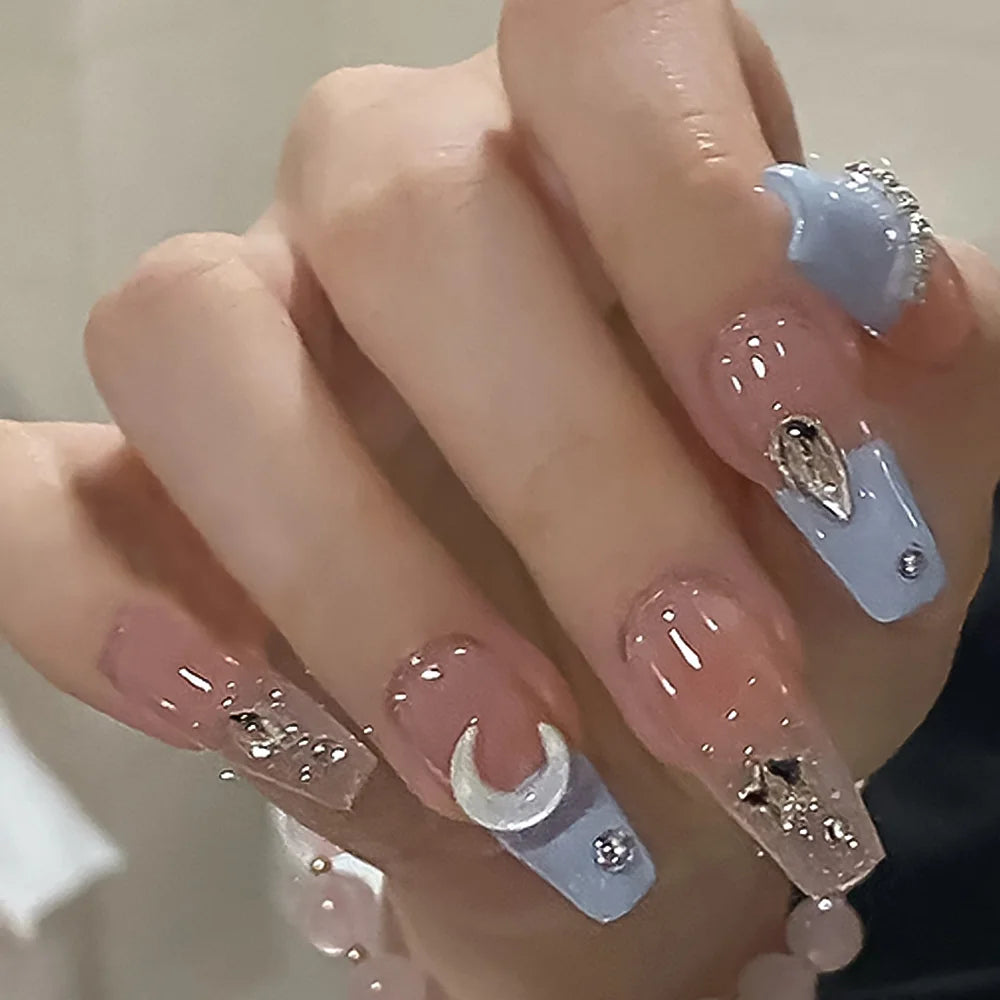 24 Pcs 3D Kuromi Press On Nails Y2K Cartoon Handmade Fake Nails Black Gel Wearable Nails Cinnamoroll Melody Anime False Nails