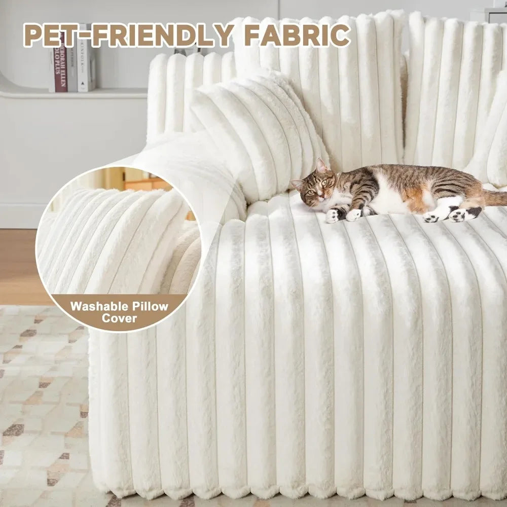 53.5”W Oversized Chaise Lounge Chair Indoor, Boneless Couch Chair with 4 Pillows, Comfy Reading Chairs with Wide Arms, No Assemb