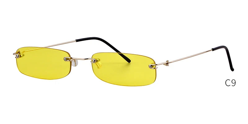 Sorvino Small Orange Rimless Rectangle Sunglasses 2022 for Men and Women 90s Designer Tiny Narrow Frameless Tint Sun Glasses Shades SP40