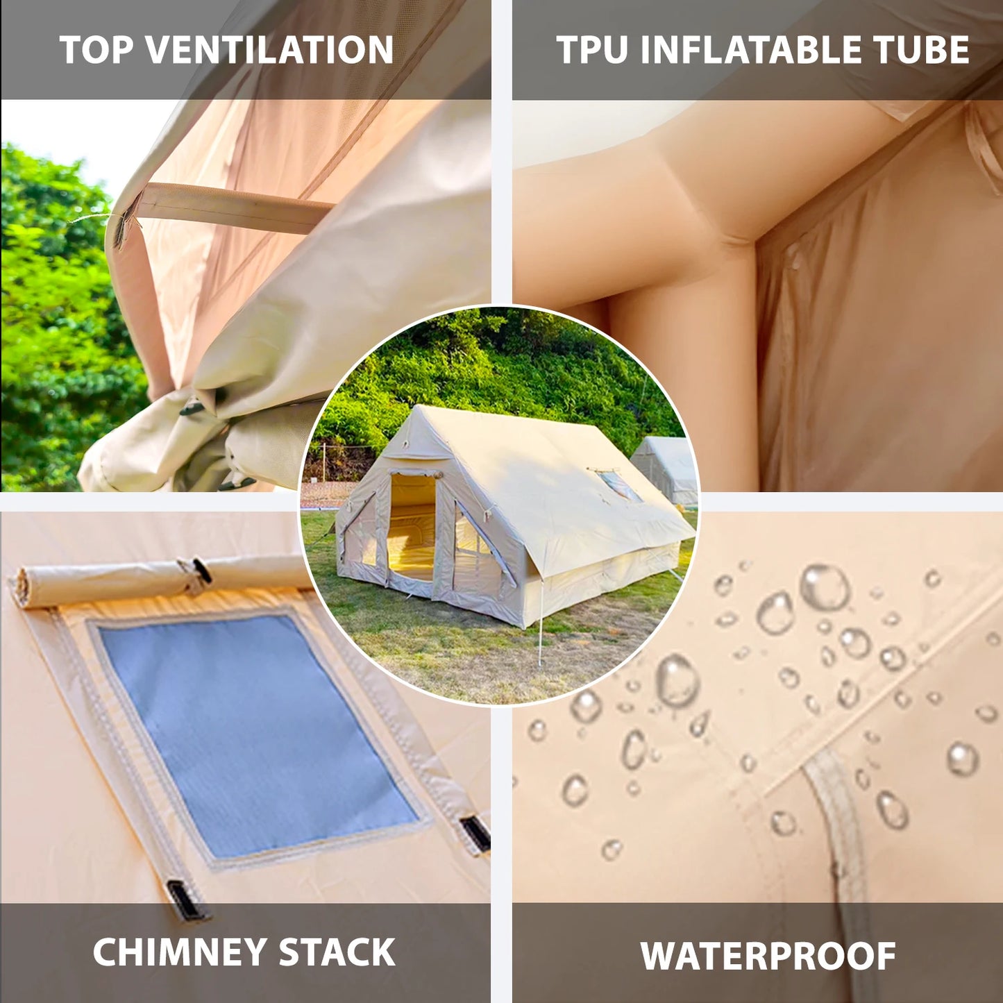Inflatable Camping Tent Large Inflatable Tent with Hand Pump Easy Setup Portable Tent for 8 Plus Users