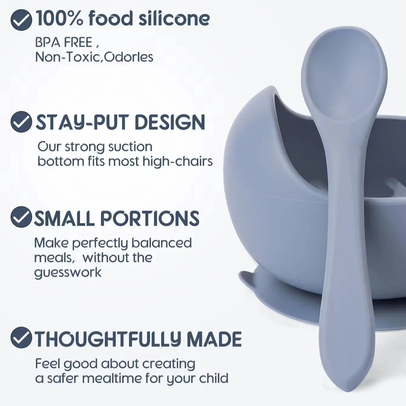2PC Silicone Sucker Bowl Feeding Tableware for Infants