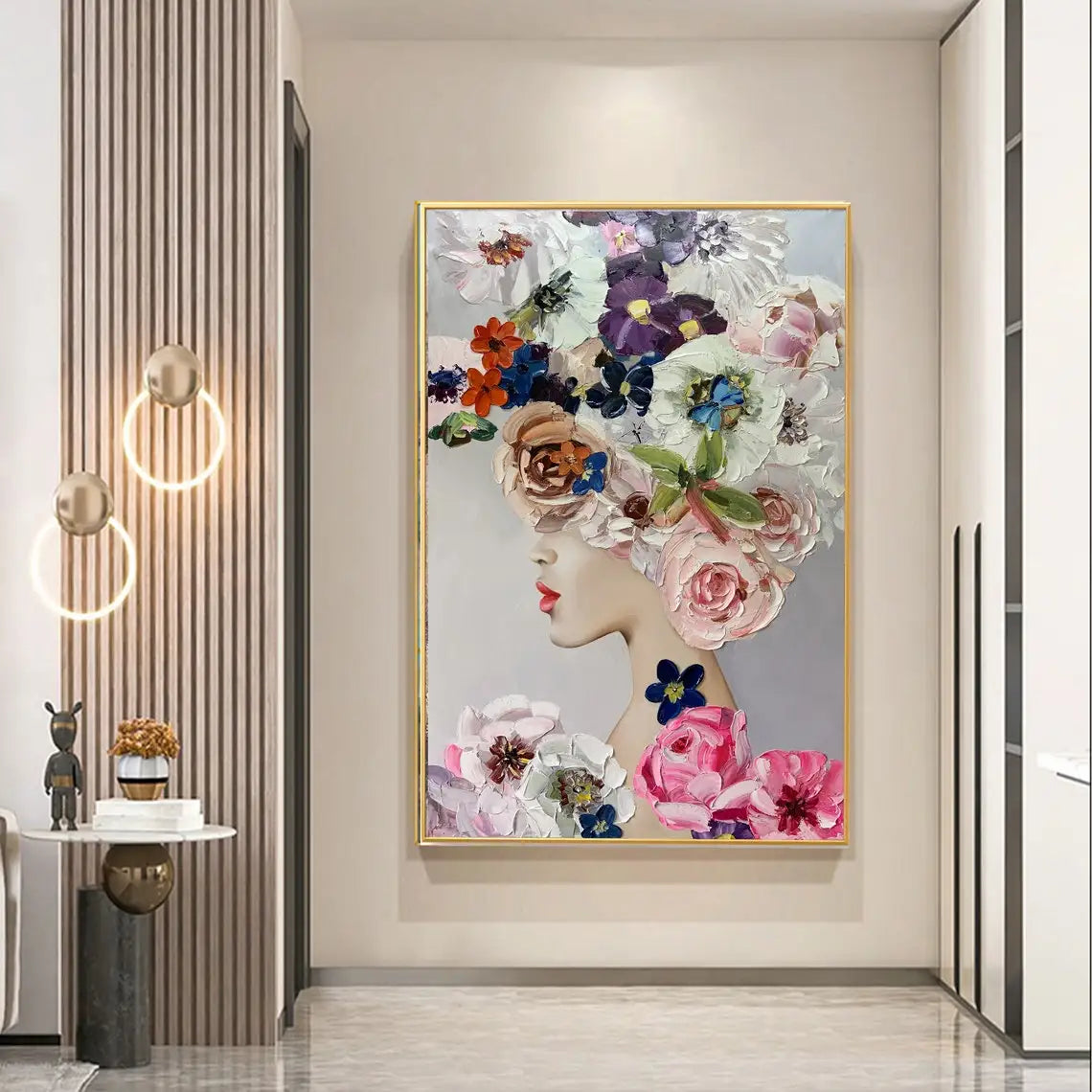 Hand Painted Oil Painting Flower Painting on Canvas 3D Flower Wall Decor Custom Wall Art Floral Wall Art Textured Beauty Figures