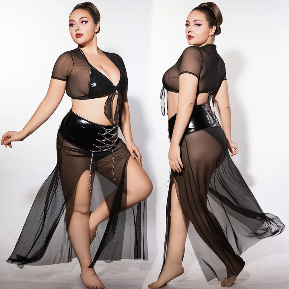 JSY Sexy School Girl Cosplay Lingerie Women Underwear Plus Size Leather Top And Skirt Nightgown Sleepwear Sexy Role Play Outfit