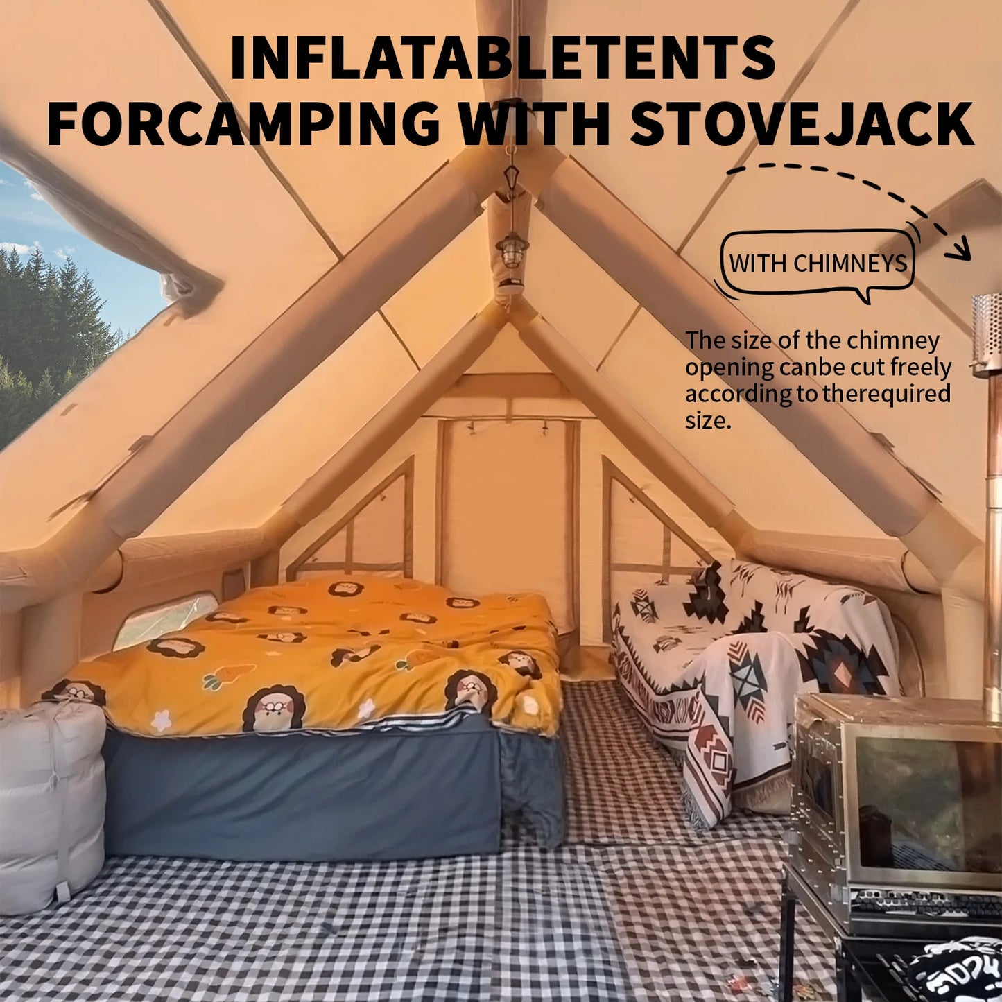 Inflatable Camping Tent Large Inflatable Tent with Hand Pump Easy Setup Portable Tent for 8 Plus Users