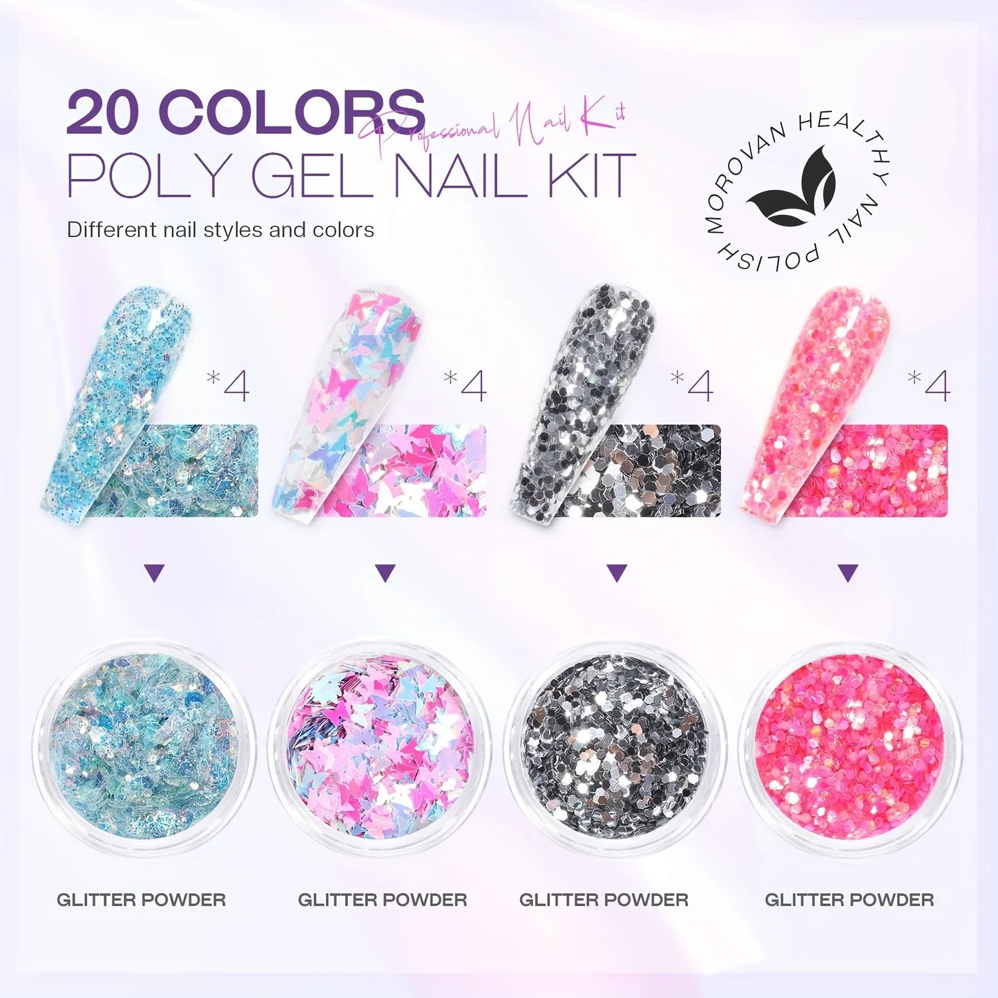 Morovan Poly Nail Gel Kit - 12 Colors Poly Gel Nail Kit with UV Light and Nail Drill for Beginners Poly Gel Extension Nail Kit