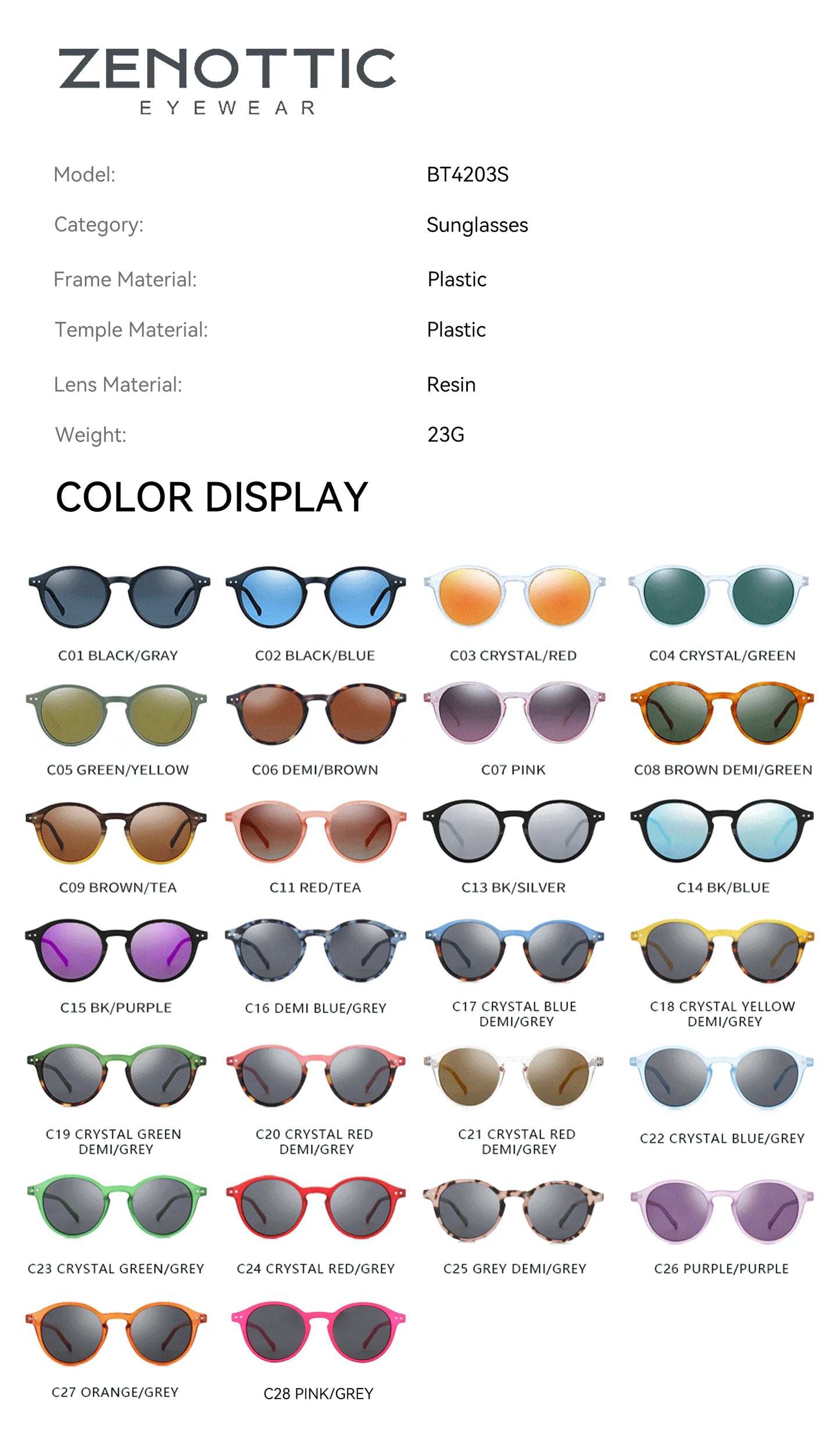 Zenottic Retro Circular Polarized Sunglasses S Size 2024 2025 for Men Women Vintage Small Round UV400 Goggles Shades