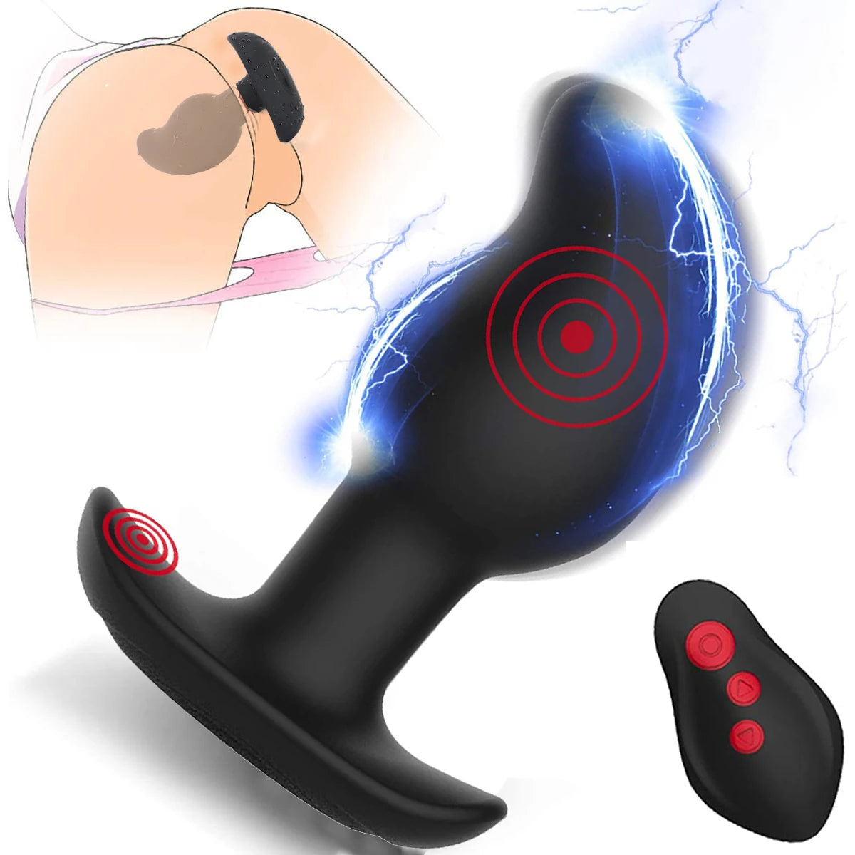 Anal Electric Shock Vibrator Prostate Massager Butt Plug
