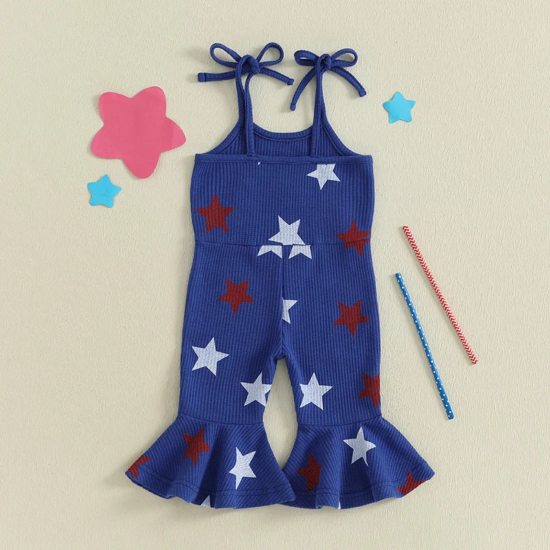 Independence Day Toddler Girl Romper American Flag Print