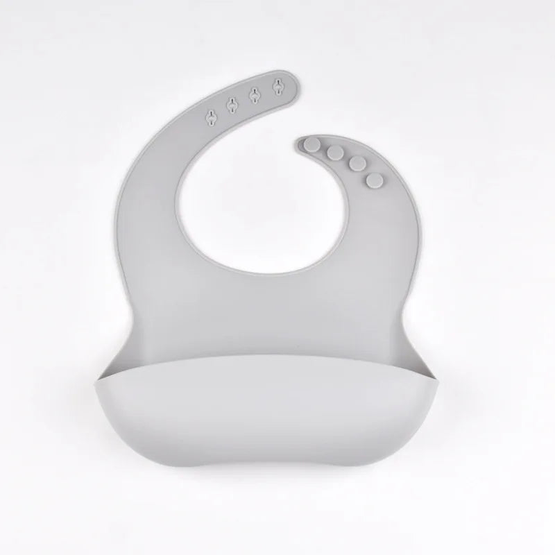 Baby Silicone Bib Waterproof Soft Solid Color Adjustable Bibs