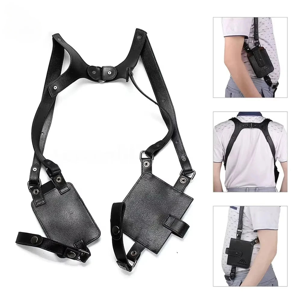 Portable Men Genuine Leather Anti Theft Hidden Underarm Bag Holster Phone Case Card Wallet Pocket Key Purse Travel Accessories