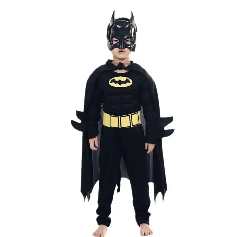 Boys Muscle Costumes with Mask Cloak Movie Character Superhero Cosplay Halloween Party Role Play