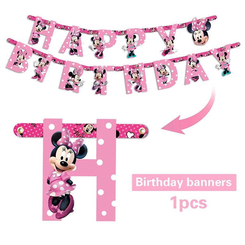 Minnie Mouse Birthday Party Decoration Girls Disposable Tableware Balloon Cups Plates Tablecloth Baby Shower Party Supplies