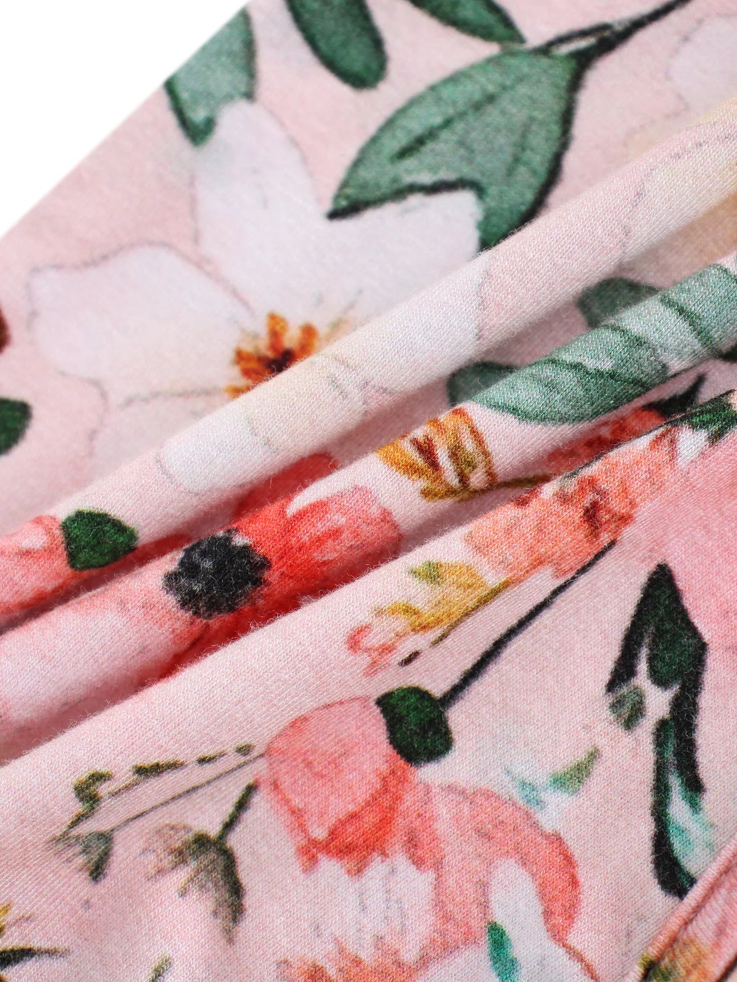 POSHTOT Pink Flowers Pattern Fiber Baby Long Sleeve Romper
