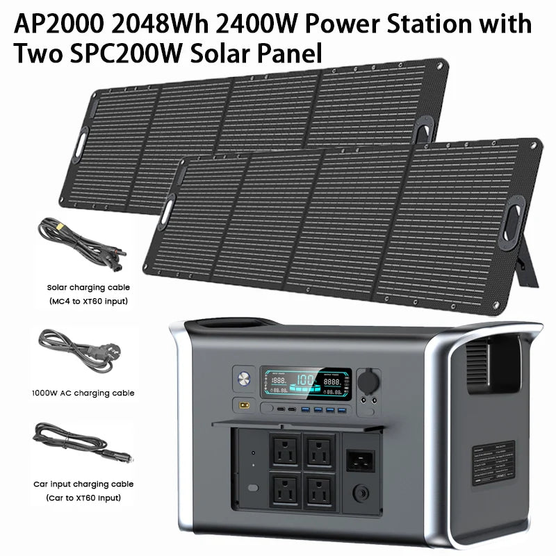 Ctolity 2400W Portable Power Station with 200W Solar Panel Option Solar Generator for Camping and Emergency UPS Function