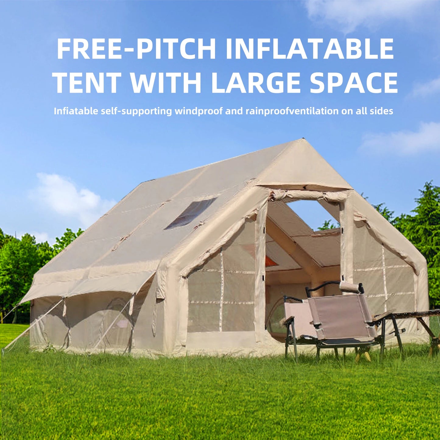 Inflatable Camping Tent Large Inflatable Tent with Hand Pump Easy Setup Portable Tent for 8 Plus Users