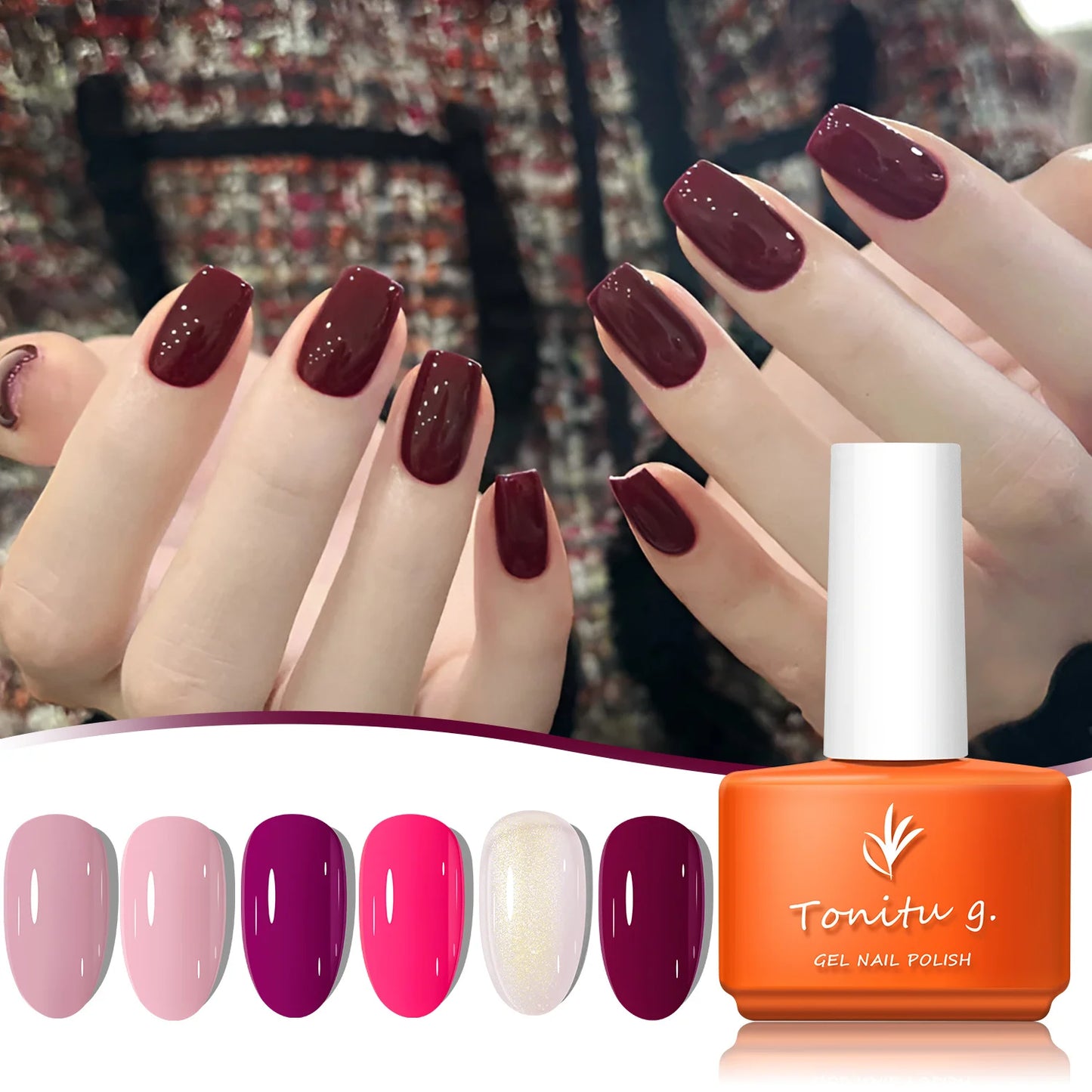 Gel Nail Polish Set 6 Colors White Gray Brown Pink Manicure