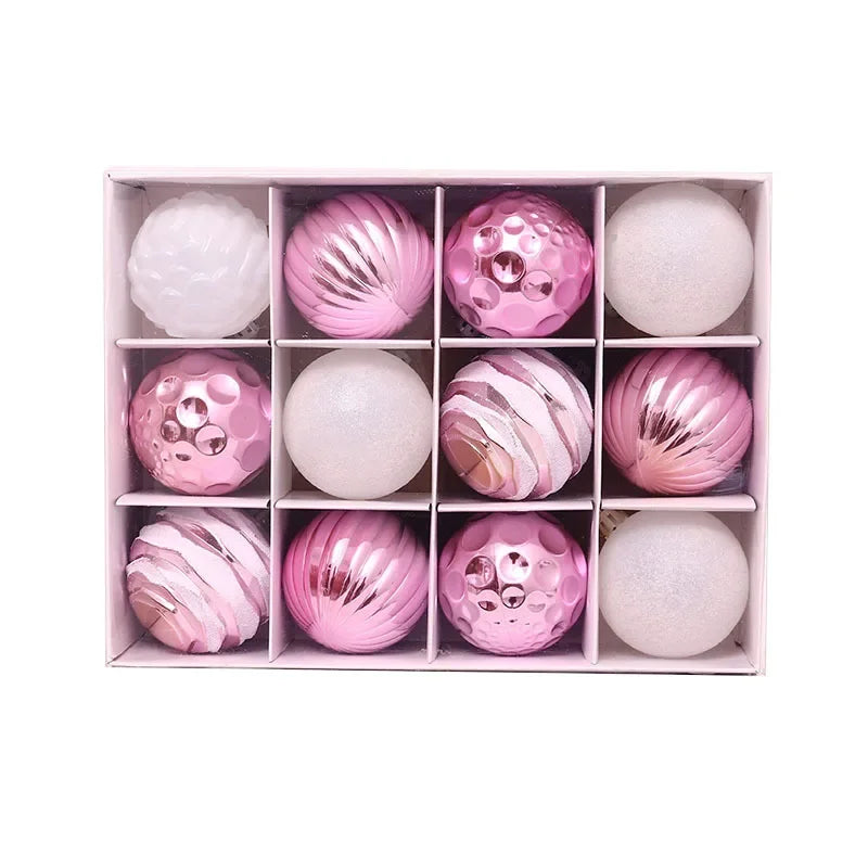 6cm Purple Red Christmas Ball Ornaments 12 Pcs Decorations