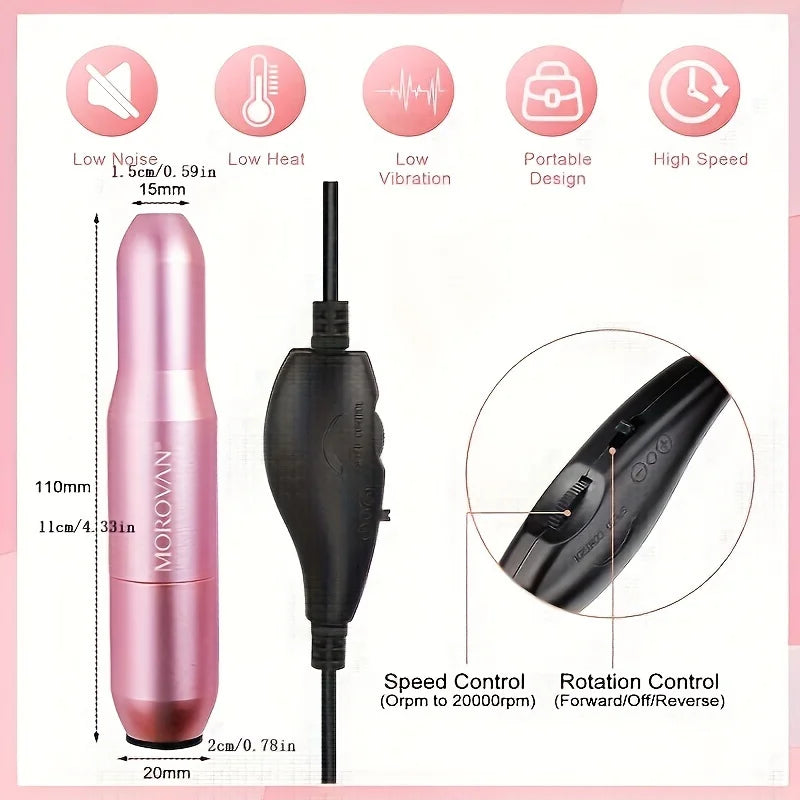 Morovan Electric Nail Drill Acrylic Gel Kit Portable