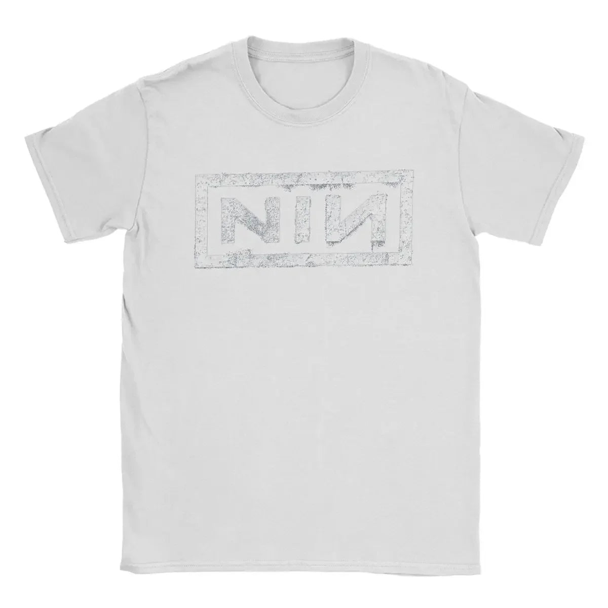 NIN Retro Logo T Shirt Men Cotton Round Neck Short Sleeve