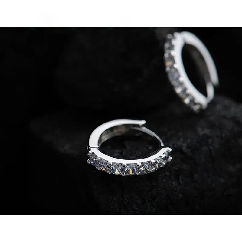 Fast Ship Newest Luxury Romantic Women's 925 Sterling Silver Plated Rhinestone Crystal Hoop Earrings