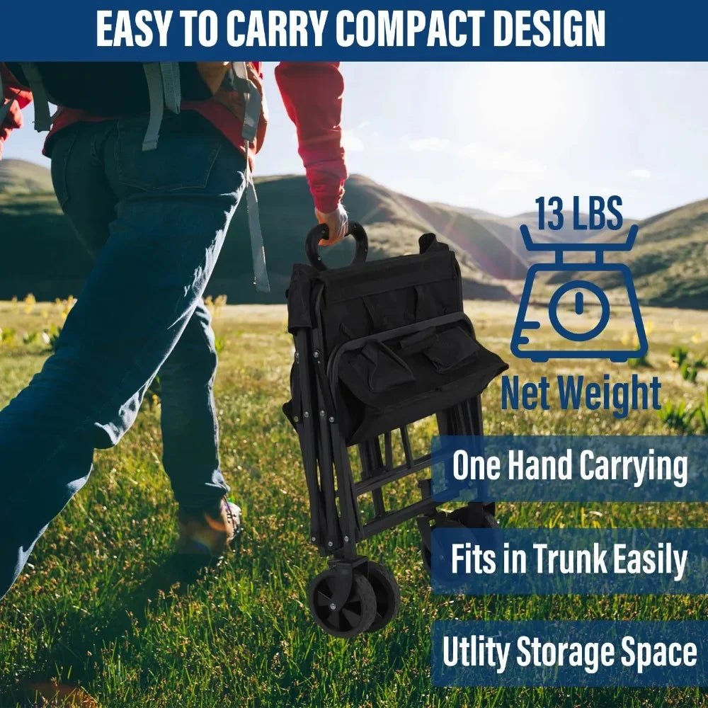 Outdoor Camping Handcart with Foldable Wheels Portable Cargo Transport for Hiking Camping and Adventures One Hand Operation