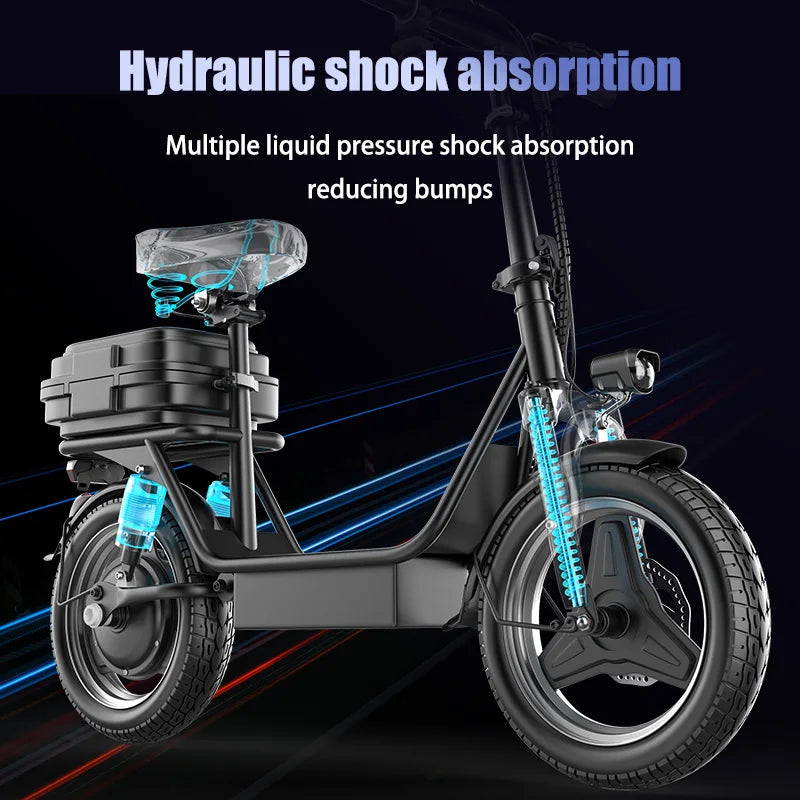Folding Electric Scooter with Trunk 500W Motor Peak 650W 48V 15AH 20MPH 24-32 Mile Range Motorcycle for Commuting Travel