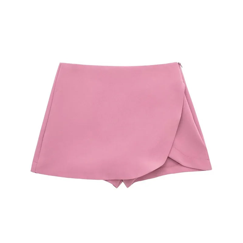 Mujer 2025 Asymmetric Skort For Women High Waist Pink Black
