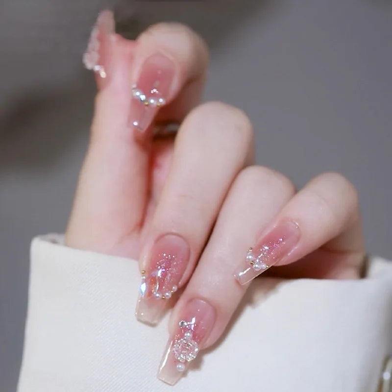 24 Pcs 3D Kuromi Press On Nails Y2K Cartoon Handmade Fake Nails Black Gel Wearable Nails Cinnamoroll Melody Anime False Nails
