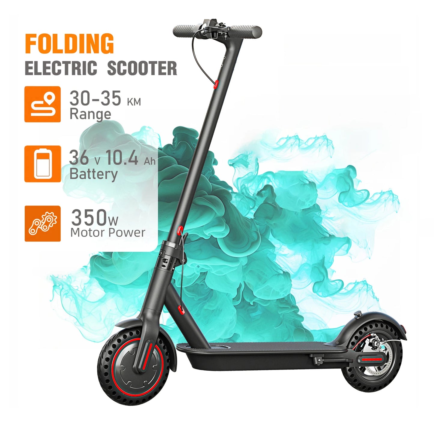 350W Foldable Electric Scooter for Adults Teens with Dual Brakes