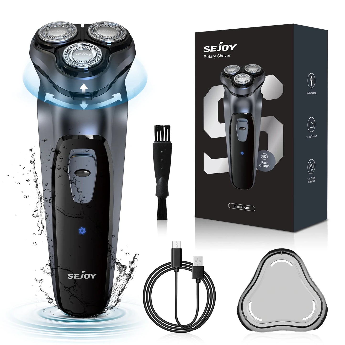 Sejoy Electric Razor for Men Rechargeable Rotary Shaver Portable Travel Beard Trimmer Ideal Gift