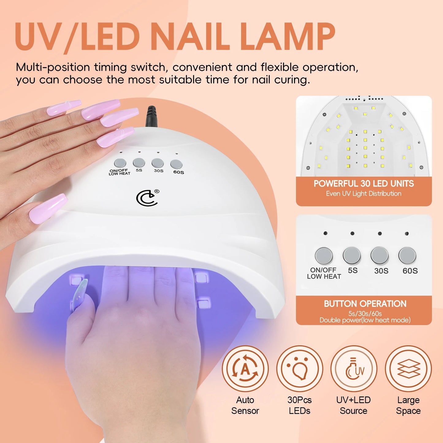 Coscelia 20Pc Manicure Kit With Lamp Base And Top Coat