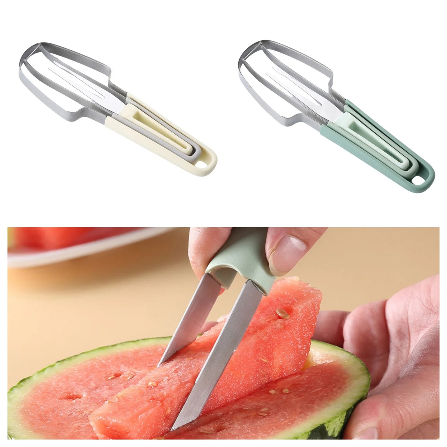 Watermelon Fork Slicer Cutter Stainless Steel Watermelon Popsicle Cutter for Camping Kitchen Gadgets
