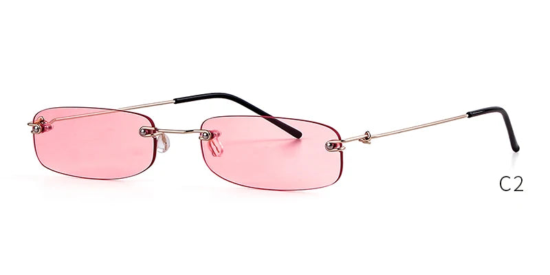 Sorvino Small Orange Rimless Rectangle Sunglasses 2022 for Men and Women 90s Designer Tiny Narrow Frameless Tint Sun Glasses Shades SP40