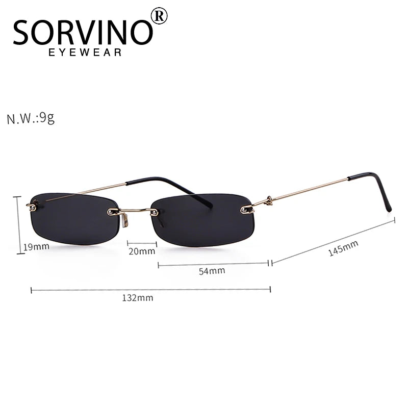 Sorvino Small Orange Rimless Rectangle Sunglasses 2022 for Men and Women 90s Designer Tiny Narrow Frameless Tint Sun Glasses Shades SP40