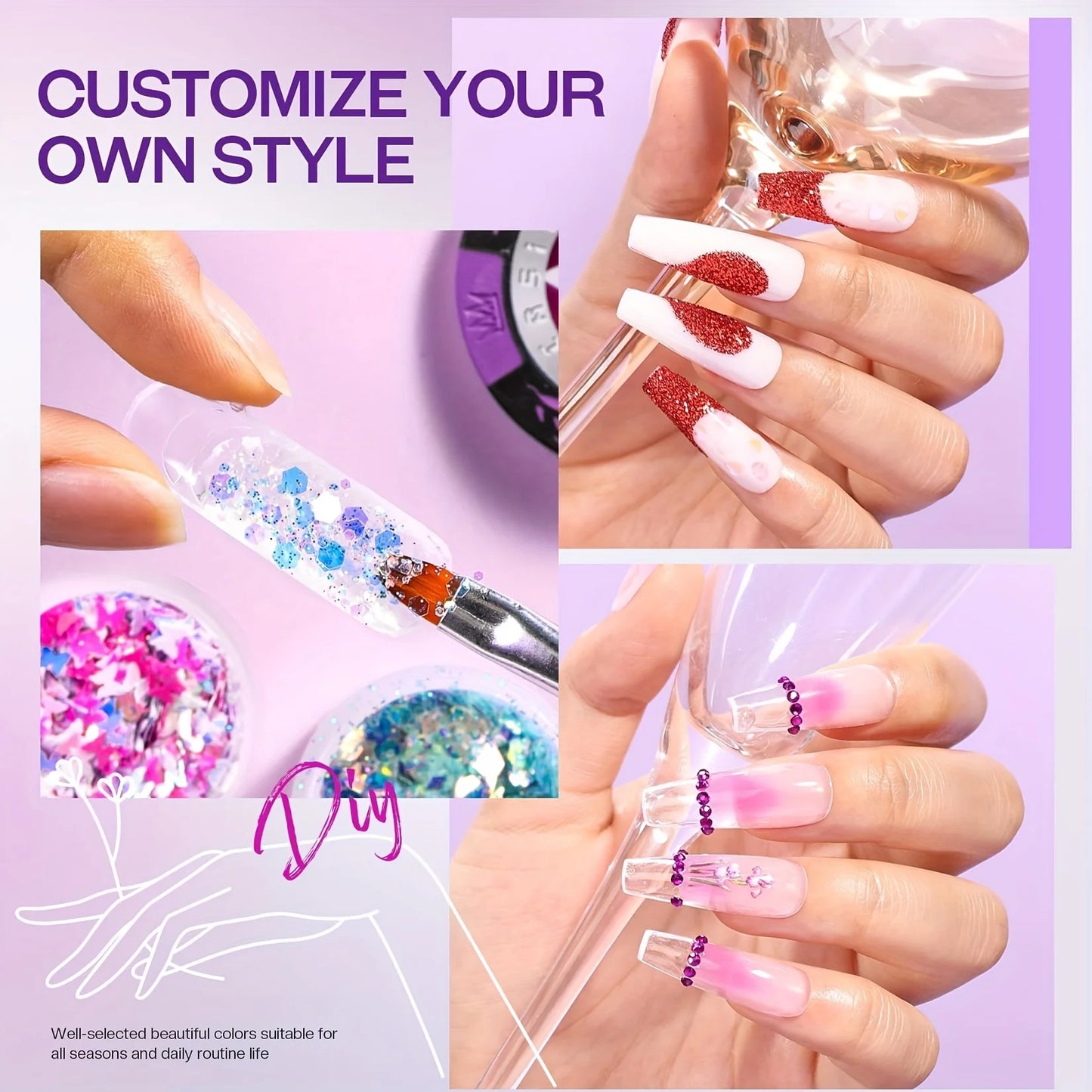 Morovan Polymer Gel Nail Kit, All-In-One Nail Art For Beginners Home Salon Nail Art Kit Nail Art Supplies Gift