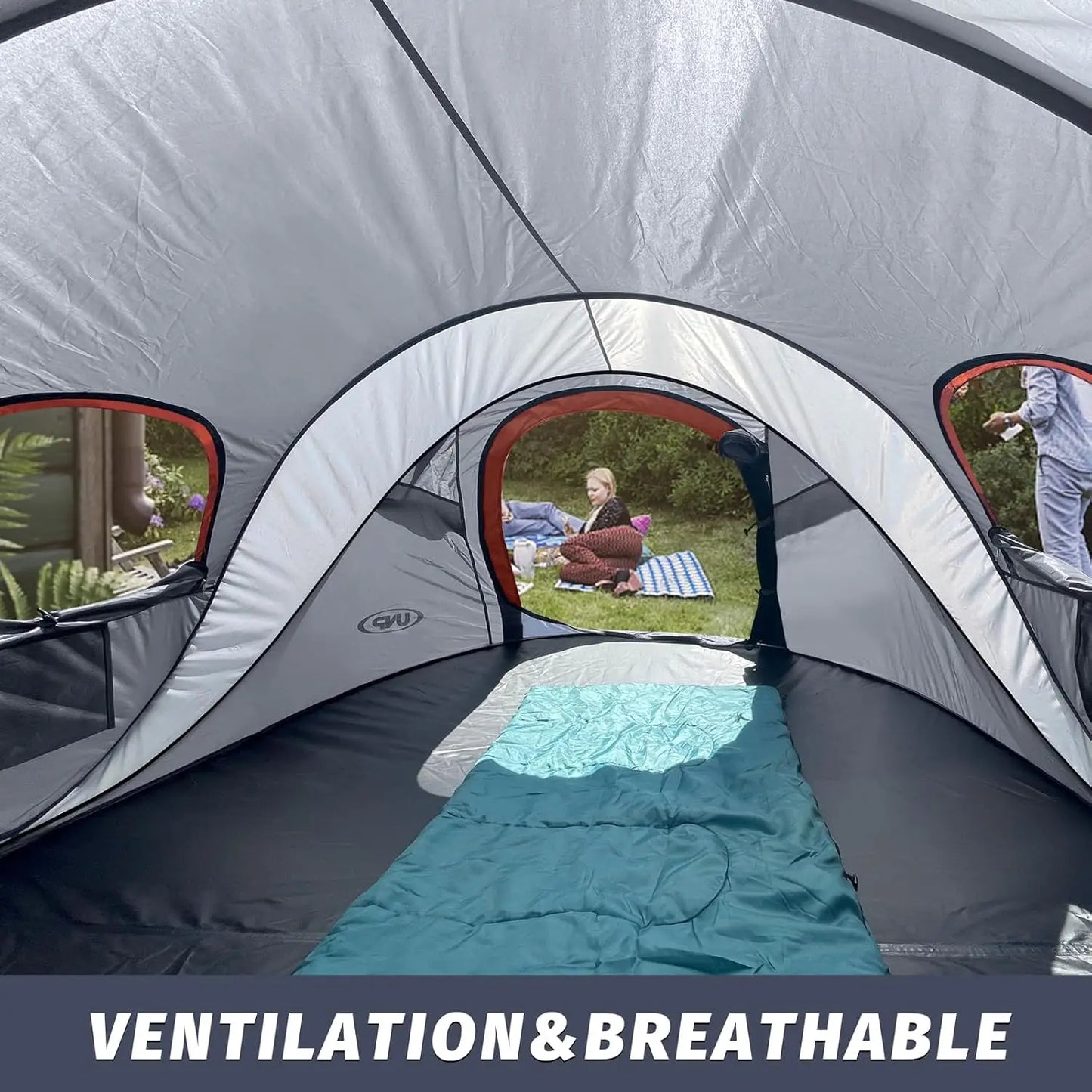 Pop Up Tent for 3 Person Camping Instant Portable Beach Tent Easy Pop Up Shade with 2 Doors for Camping and Hiking
