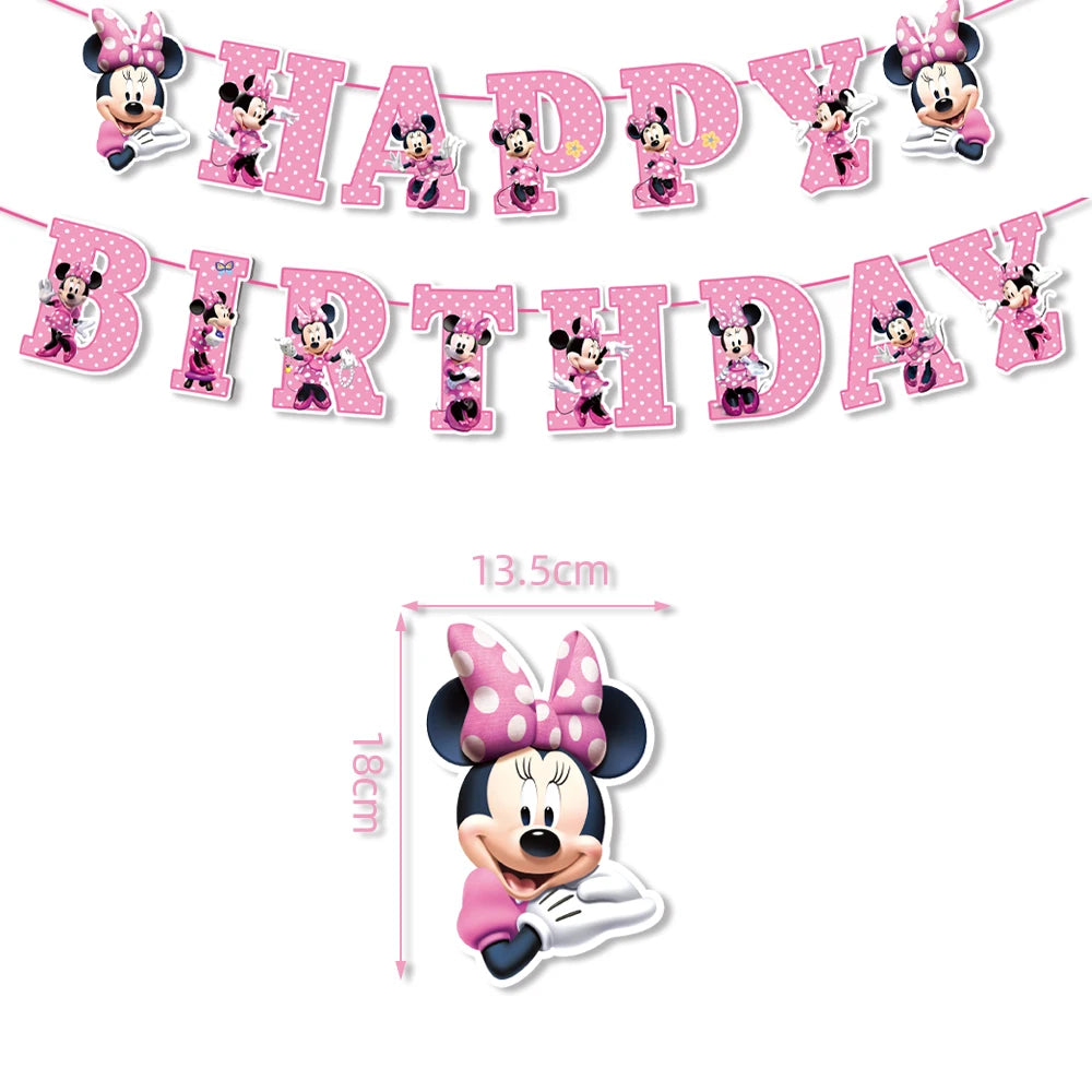 Minnie Mouse Birthday Party Decoration Girls Disposable Tableware Balloon Cups Plates Tablecloth Baby Shower Party Supplies