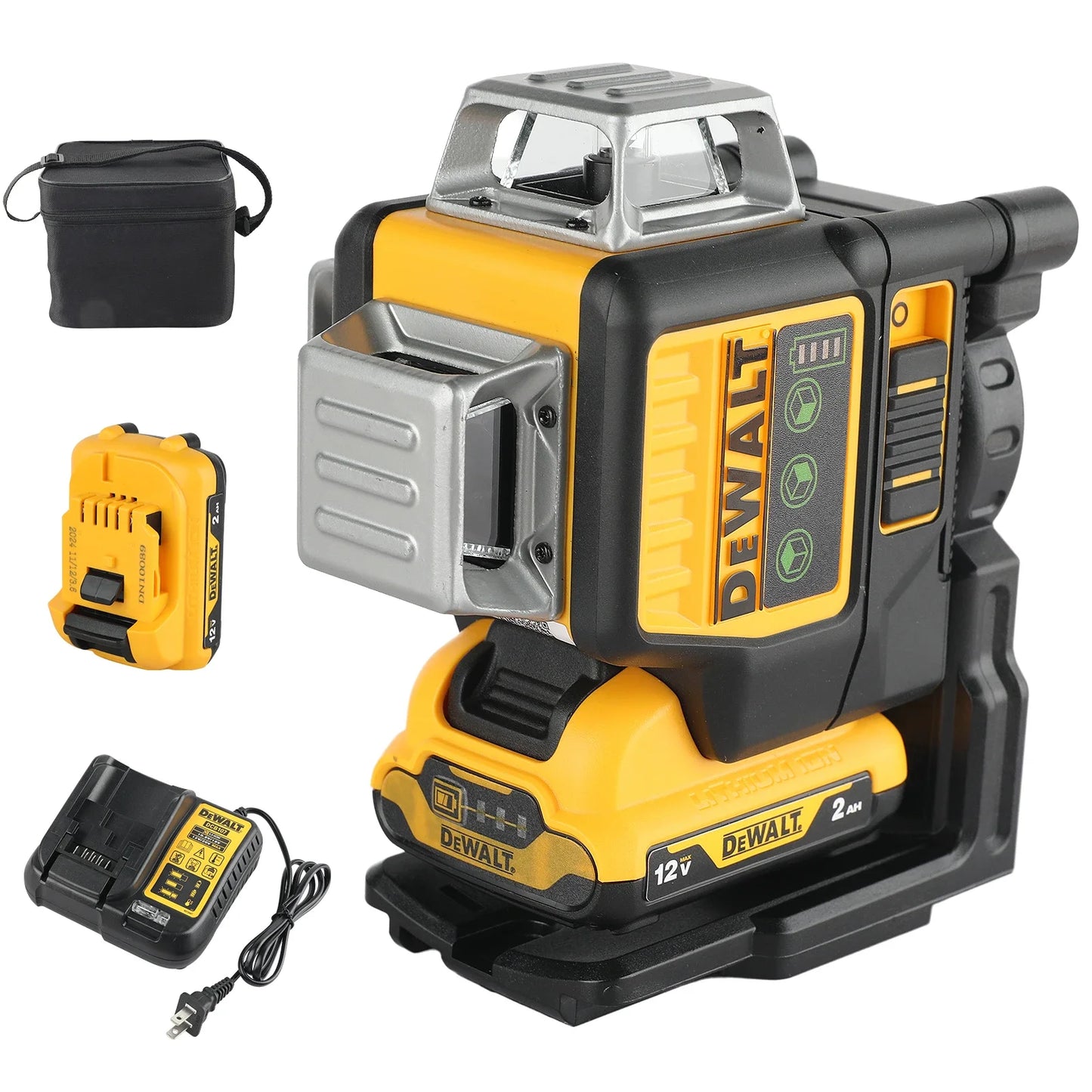 2025 New Dewalt DW089LG 3 Sides 360 Degree Vertical 12V Lithium Battery 12 Lines Laser Level 360 Horizontal Green Meter Outdoor