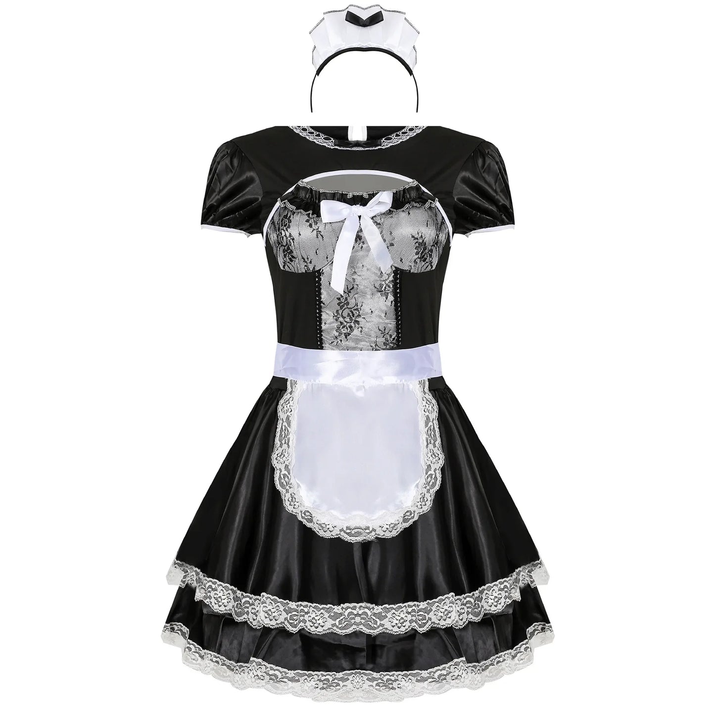 Halloween Sexy Adult Woman 3PC Late Night French Maid Servant Costume French Apron Maid Cosplay Costume