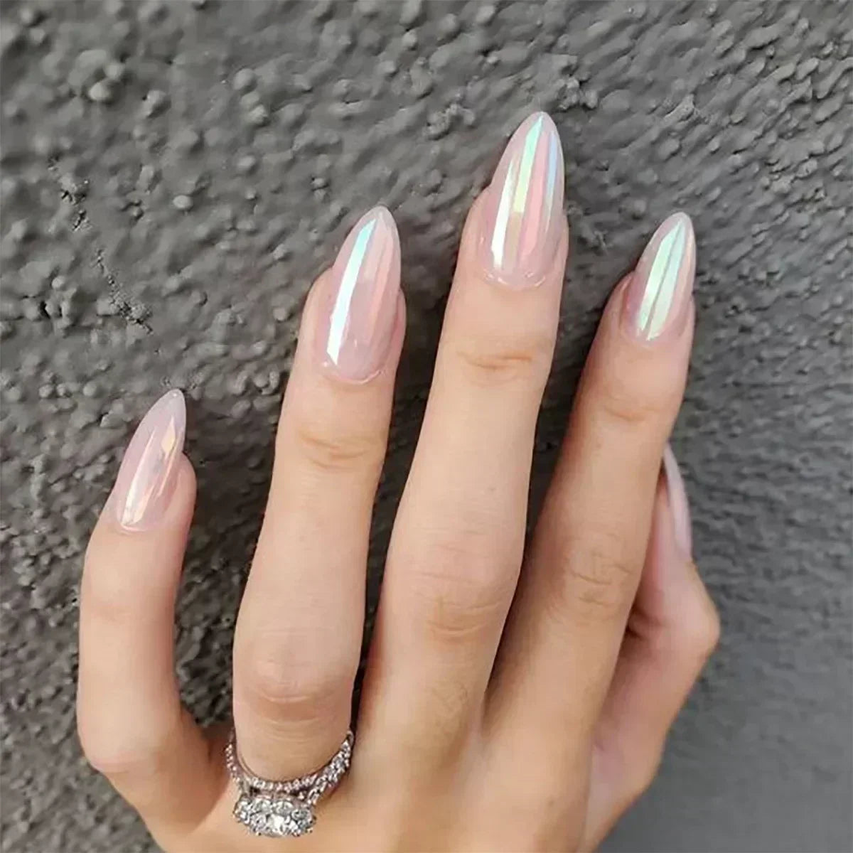 24 Pcs Almond Shape French False Nails with Glue Press On White Edge Design Simple Wearable Pink Stiletto Nail Tips