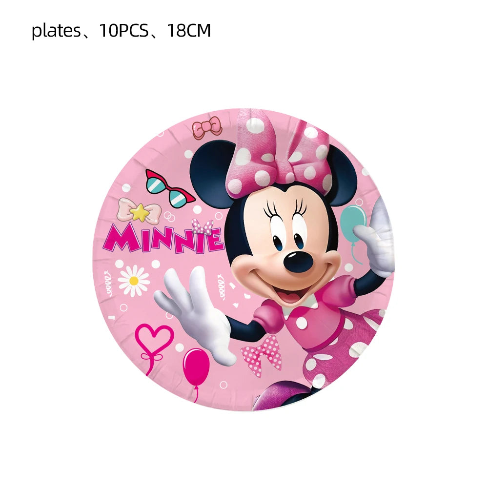 Minnie Mouse Birthday Party Decoration Girls Disposable Tableware Balloon Cups Plates Tablecloth Baby Shower Party Supplies