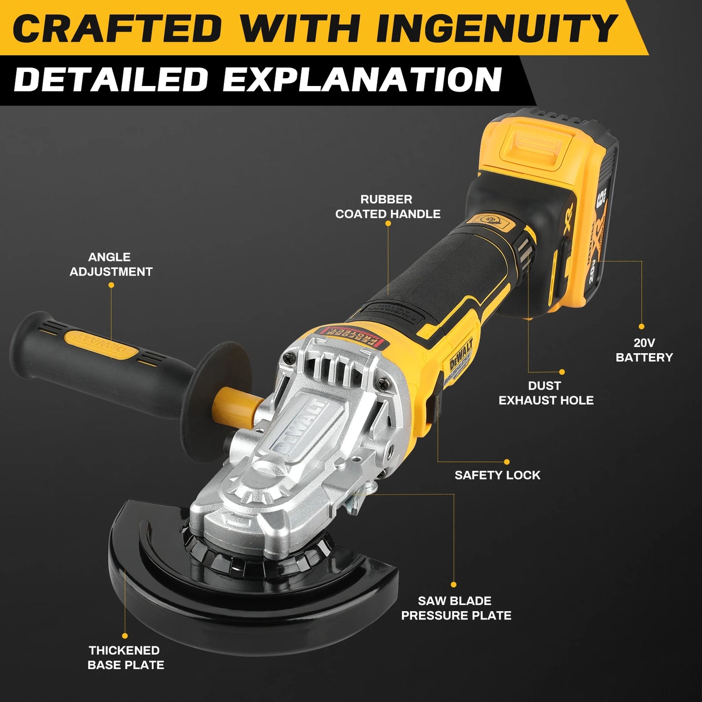 Dewalt DCG405FN 18V Max XR Brushless Cordless Angle Grinder 125mm 8500 RPM Cutting and Polishing Rechargeable Handheld Tool