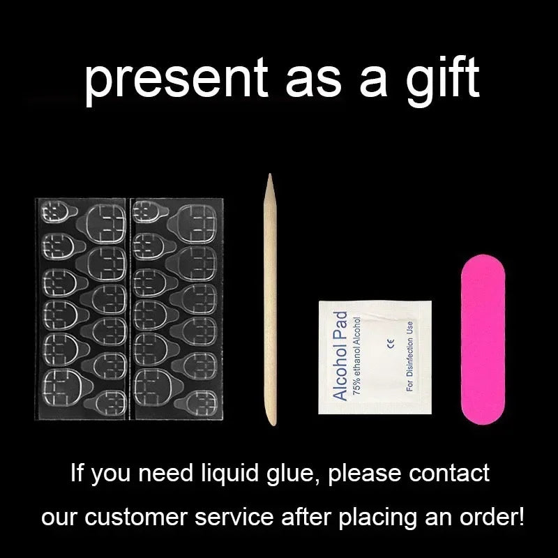 24Pc Set Pink Blue Gradient Long Ballet Press On Nails