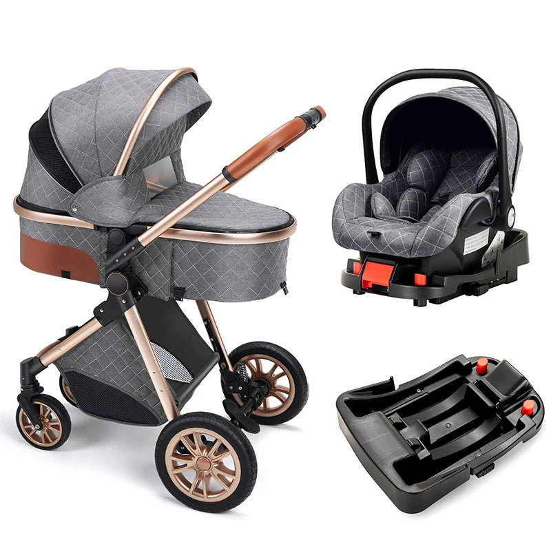 3-in-1 Baby Stroller That Can Sit Or Lie Down With ISOfix Interface Baser Multi-Purpose Luxury Newborn Travel Baby Stroller