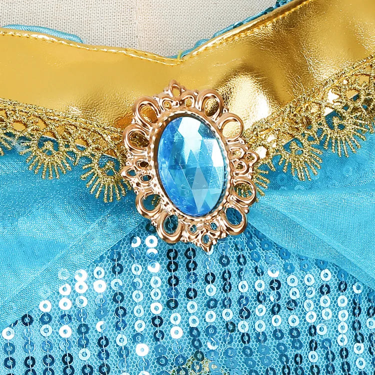 Disney Aladding and the Magic Lamp Jasmine Fairy Costume Princess Dress up for Little Girl Fancy 2024 Halloween Carnival Cosplay
