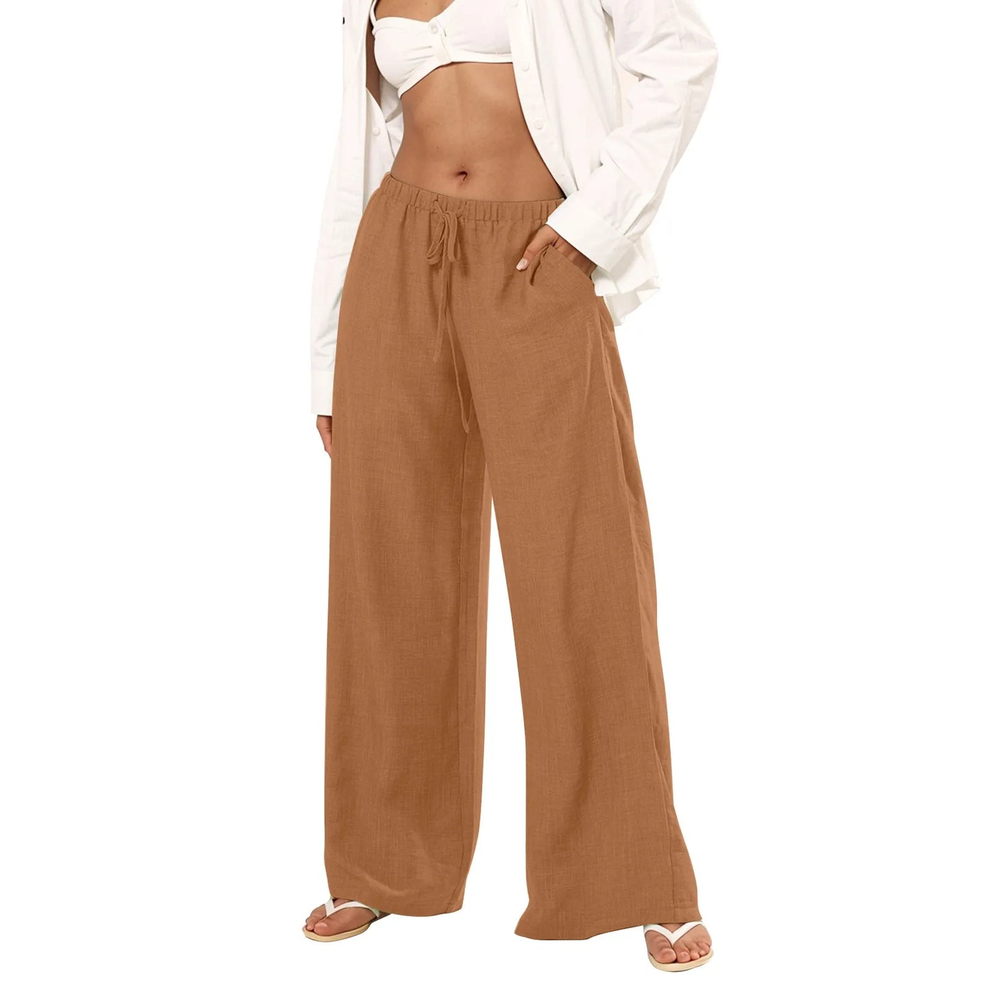 Womens Palazzo Pants Wide Leg Summer Casual Trousers Beach